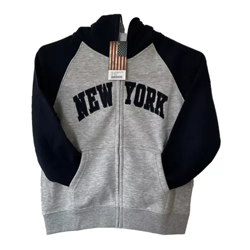 New York Logo Ash With Black Pullover Hoodie