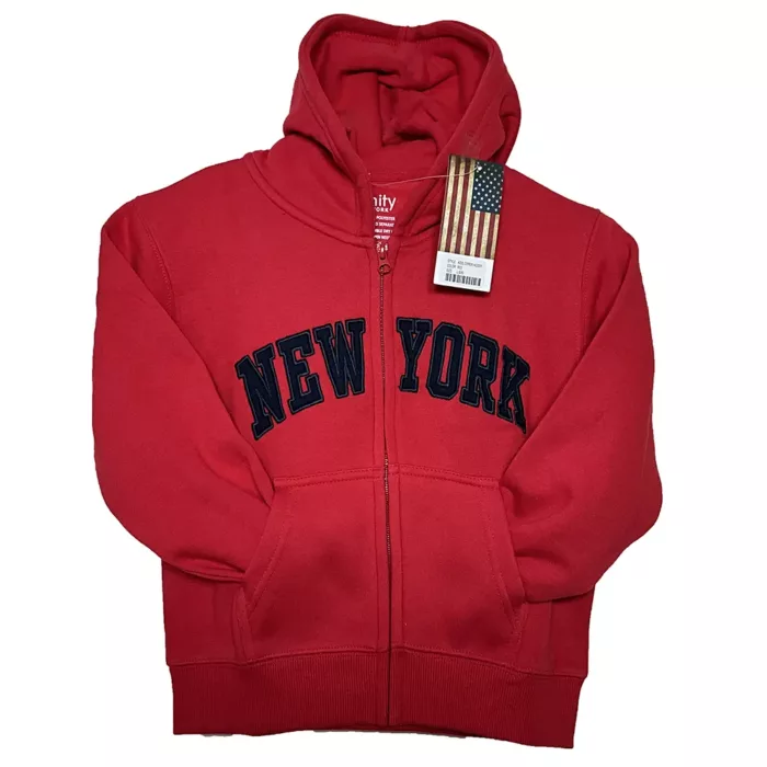 New York Logo Red Pullover Hoodie