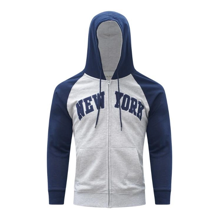 New York Zip-Up Hoodie Grey-Navy