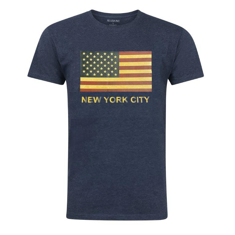 RS USA INC grey American Flag T-Shirt with New York City text graphic print