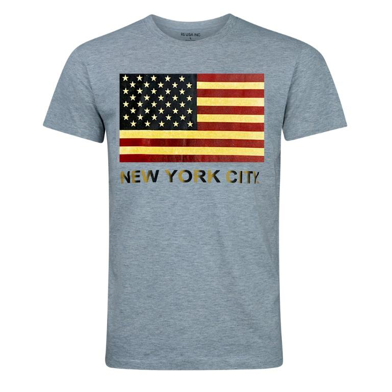 RS USA INC grey American Flag T-Shirt with New York City text graphic print